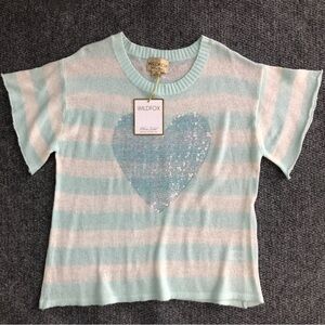 Wildfox white label bridgette sequin heart striped lightweight top size medium